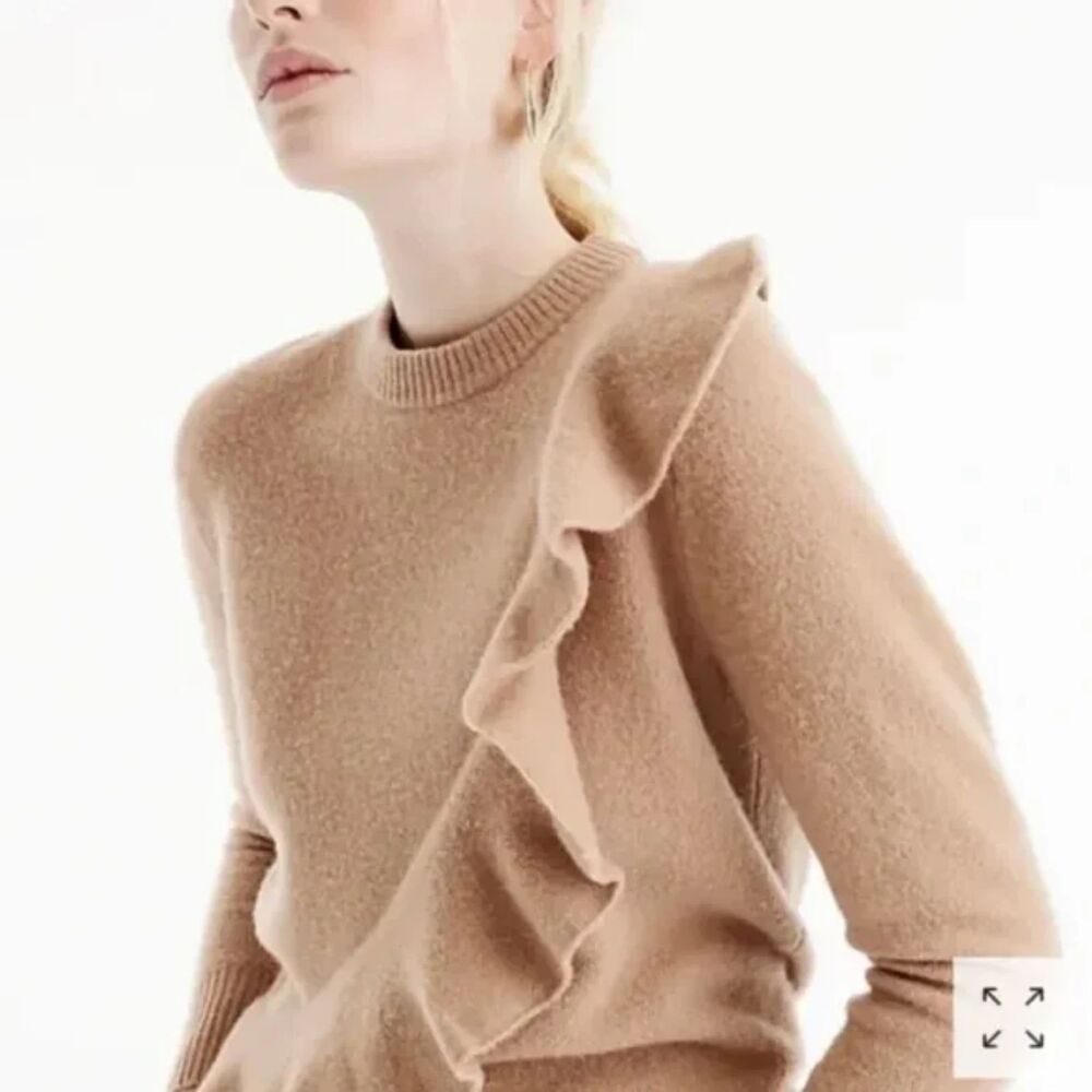 J Crew Mercantile Womens Medium Ruffle Wool Blend Sweater Balletcore Romantic